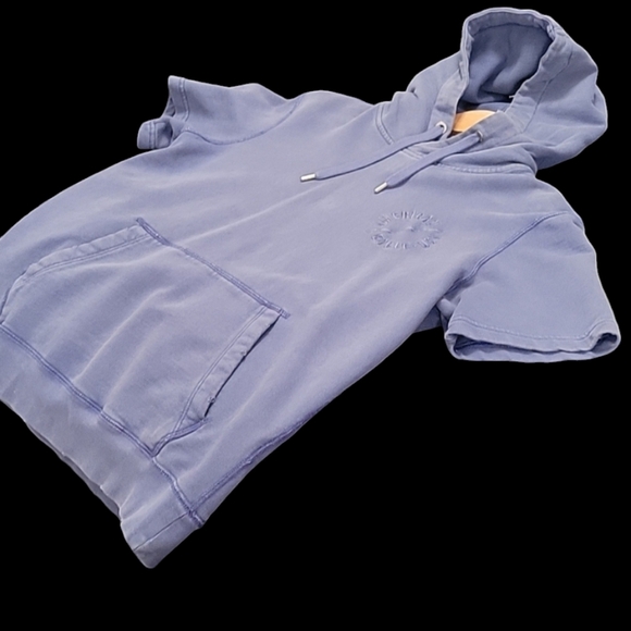 Men's American Eagle Pullover Short Sleeve Hoodie Blue, Distressed, Size: Small - Picture 4 of 6